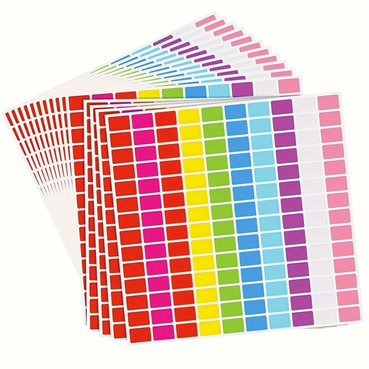 2800pcs 10 Coding Labels Rectangle Colored Stickers Assorted Removable Stickers