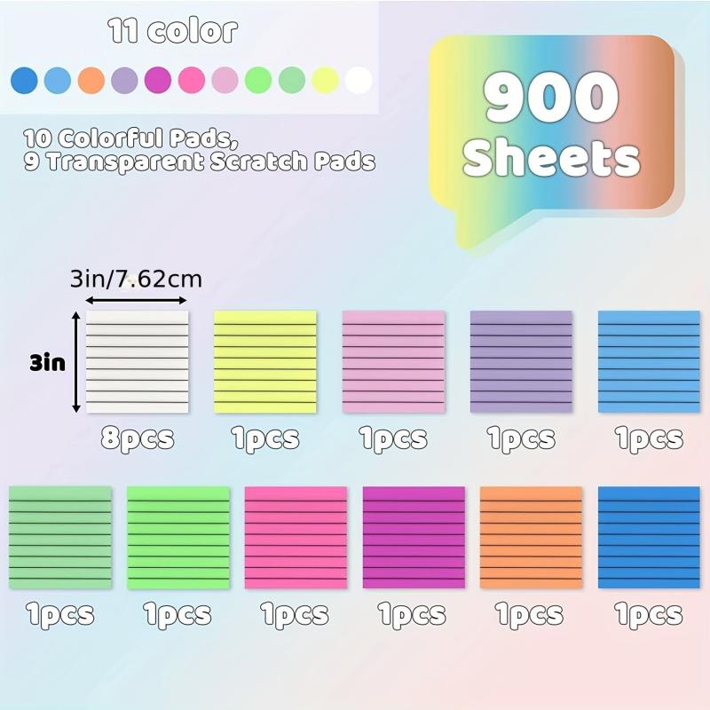 900 Horizontal Line Transparent Sticky Notes