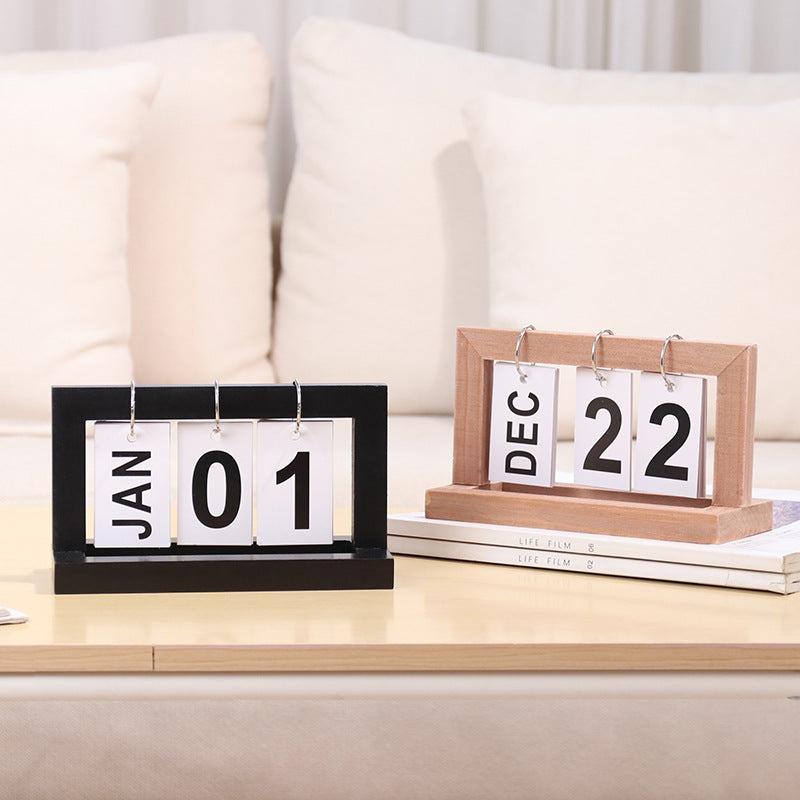 Wooden Flip Calendar Desk Calendar Office Decoration