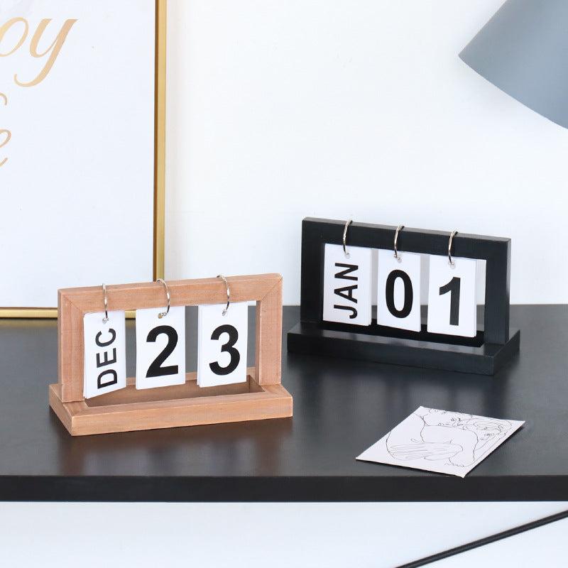 Wooden Flip Calendar Desk Calendar Office Decoration