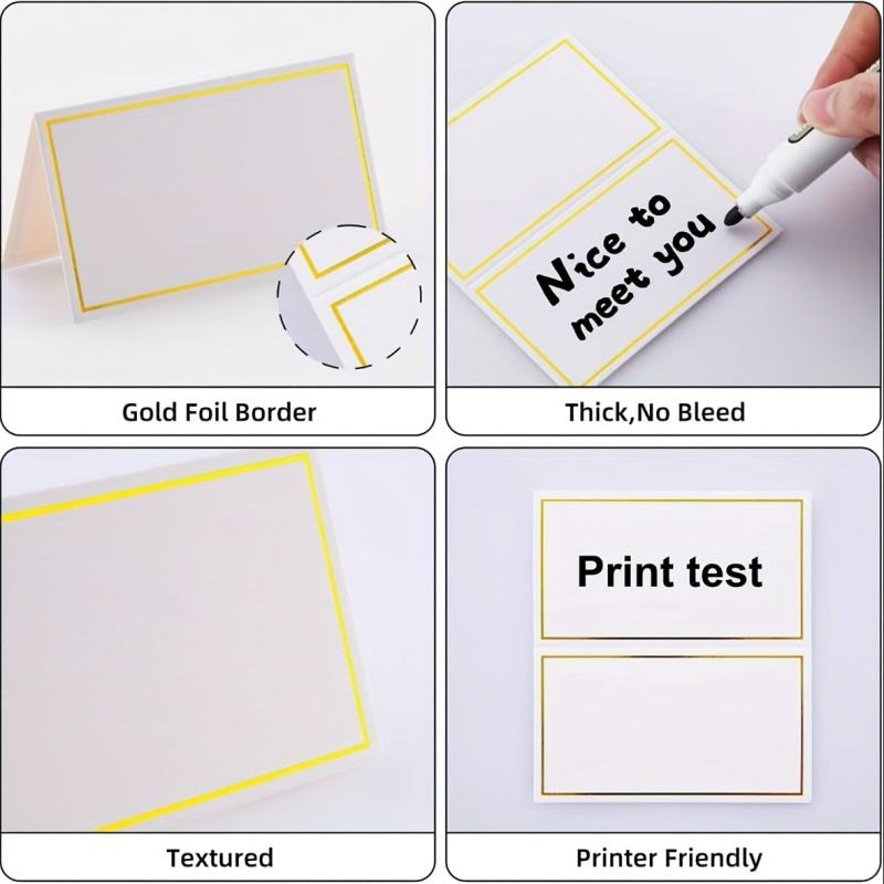 Golden Foil Border Seat Cards, Wedding Banquet, Birthday Party