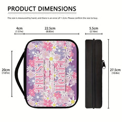 Pink Cartoon Flower Text Pattern Bible Cover Portable Book Box Church Bag