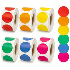 3000 Round Coded Label Stickers, 2.5 cm, 6 Rolls x 500 Sheets