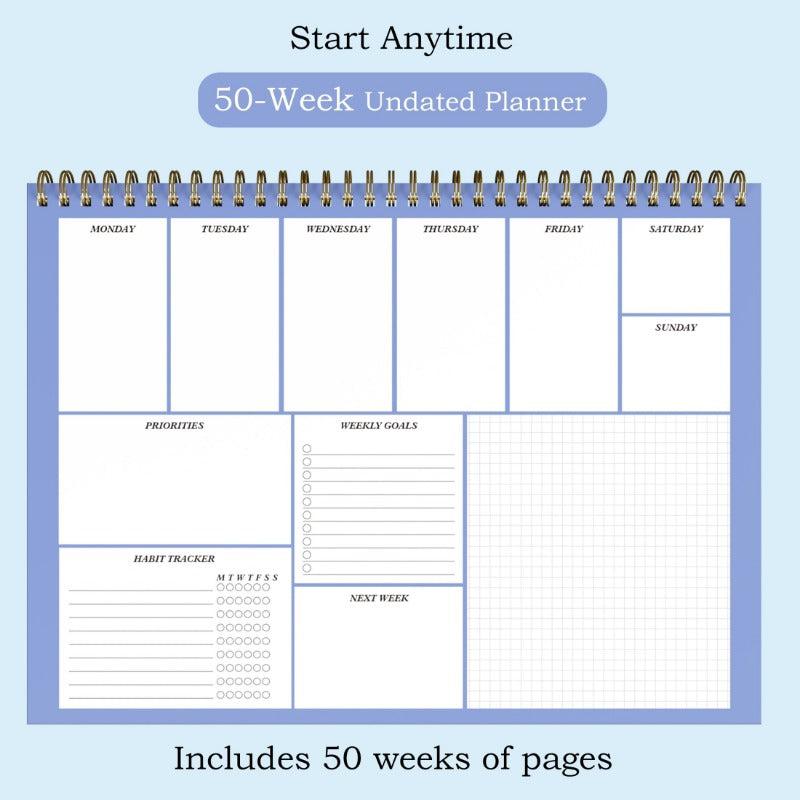 A4 Weekly Planner 50 Sheets 100gsm Paper Desktop Productivity Tracker