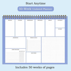 A4 Weekly Planner 50 Sheets 100gsm Paper Desktop Productivity Tracker