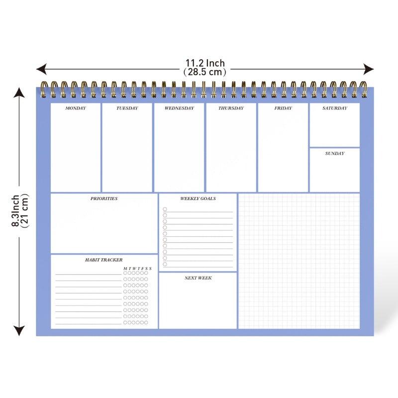 A4 Weekly Planner 50 Sheets 100gsm Paper Desktop Productivity Tracker