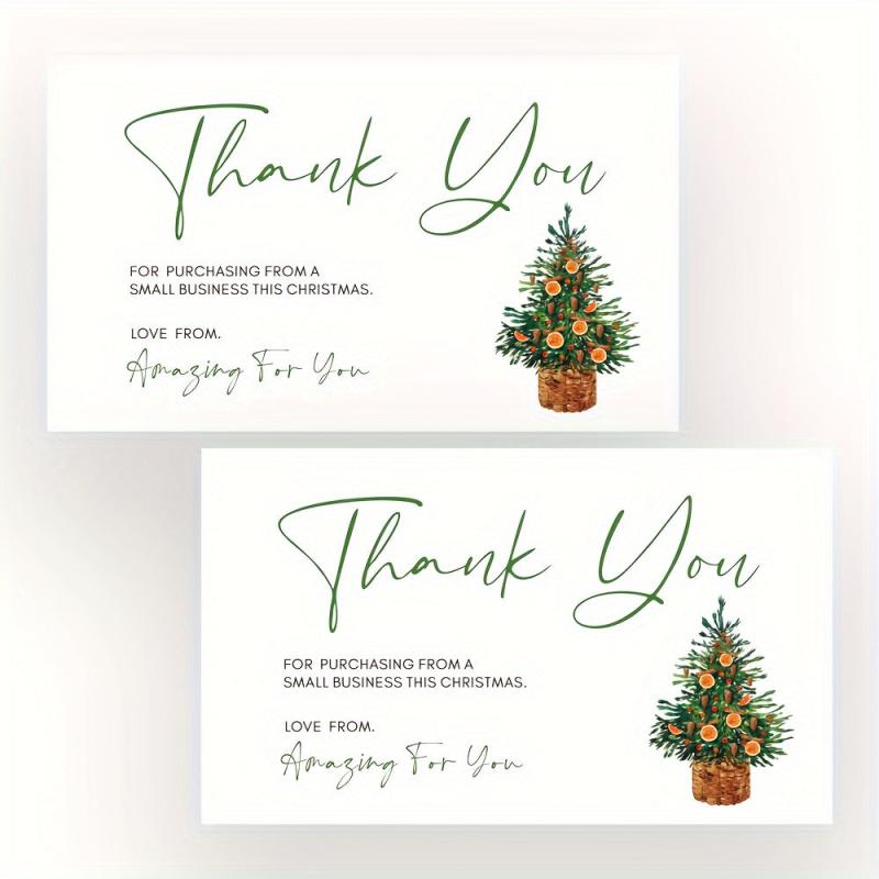 50pcs Business Thank You Christmas Cards - Small Business Packaging Cards