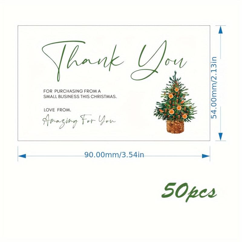 50pcs Business Thank You Christmas Cards - Small Business Packaging Cards