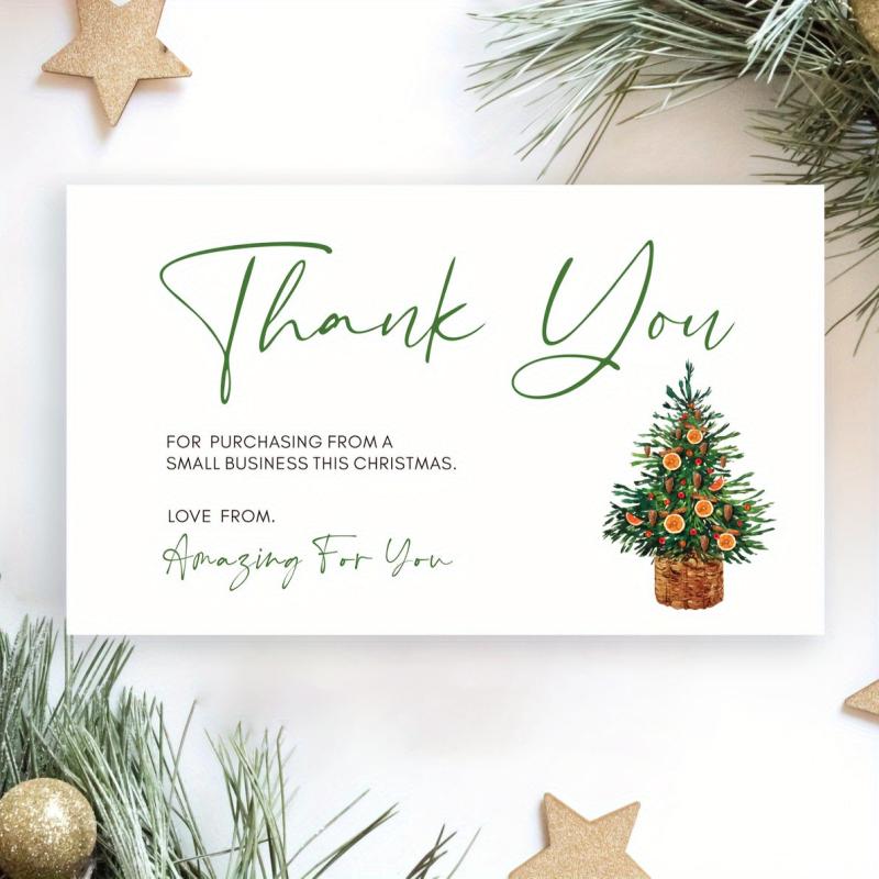 50pcs Business Thank You Christmas Cards - Small Business Packaging Cards