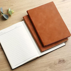 2pcs Brown A5 Leather Notebook for School Business Work & Home