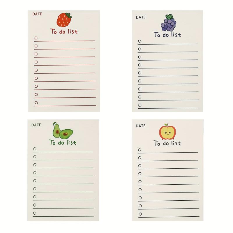 4Pcs 200Sheets Fruit Note Pad To Do List Planner Note Pad Office Supplies