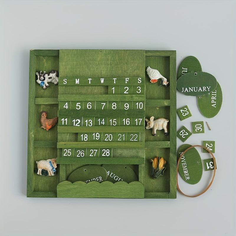 Wooden Square Perpetual Calendar Home Wall Decoration