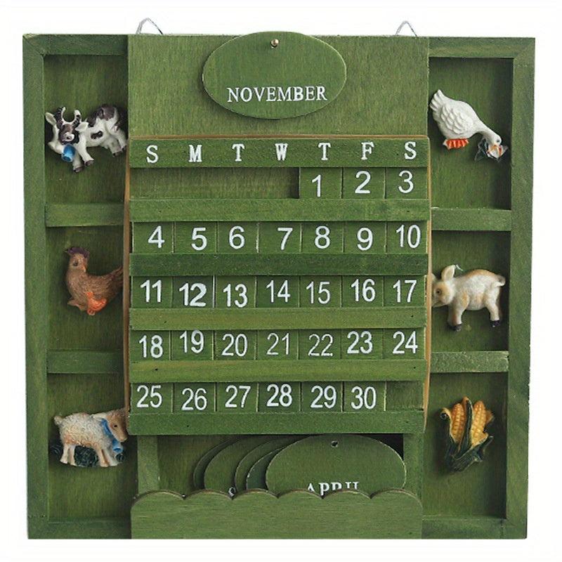 Wooden Square Perpetual Calendar Home Wall Decoration