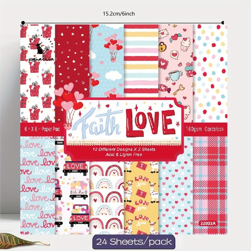 DIY Photo Album Scrapbook Material Paper Love Theme Background Paper 6 Inch
