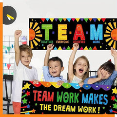 2pcs Teamwork & Motivational Classroom Banner Posters