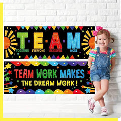 2pcs Teamwork & Motivational Classroom Banner Posters