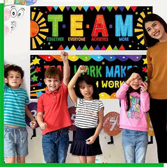 2pcs Teamwork & Motivational Classroom Banner Posters