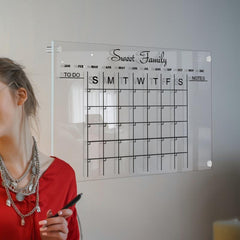 Acrylic Calendar Transparent Wipeable Month Plan Display Board