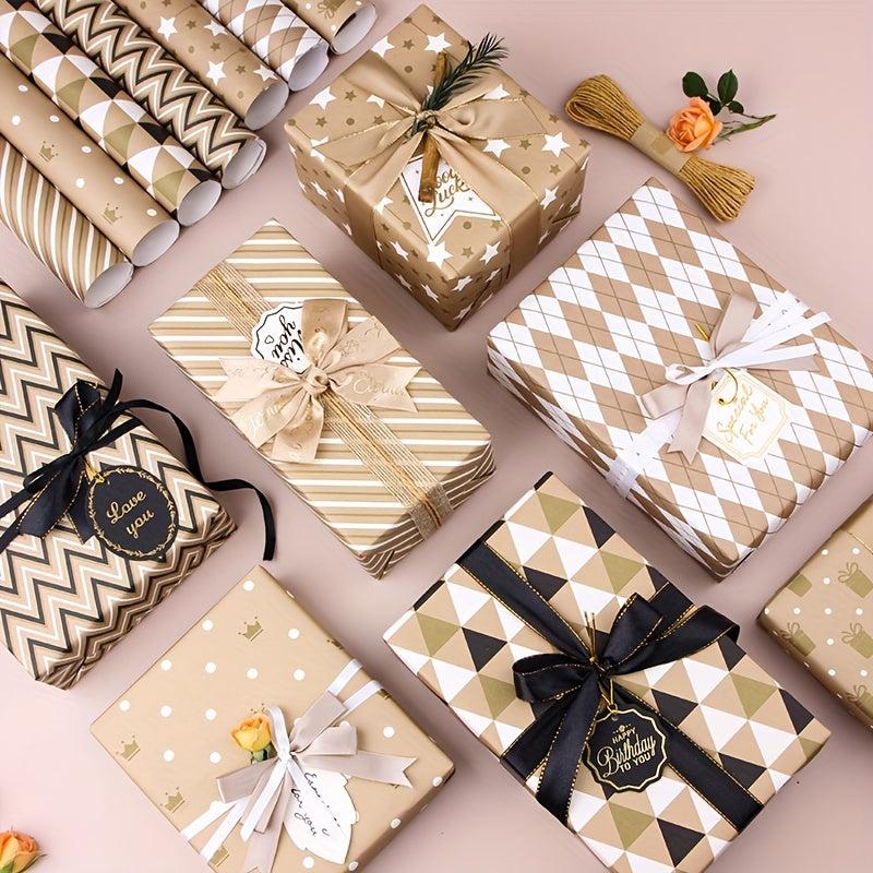 7pcs Colorful Cartoon Birthday Gift Wrapping Paper Roll