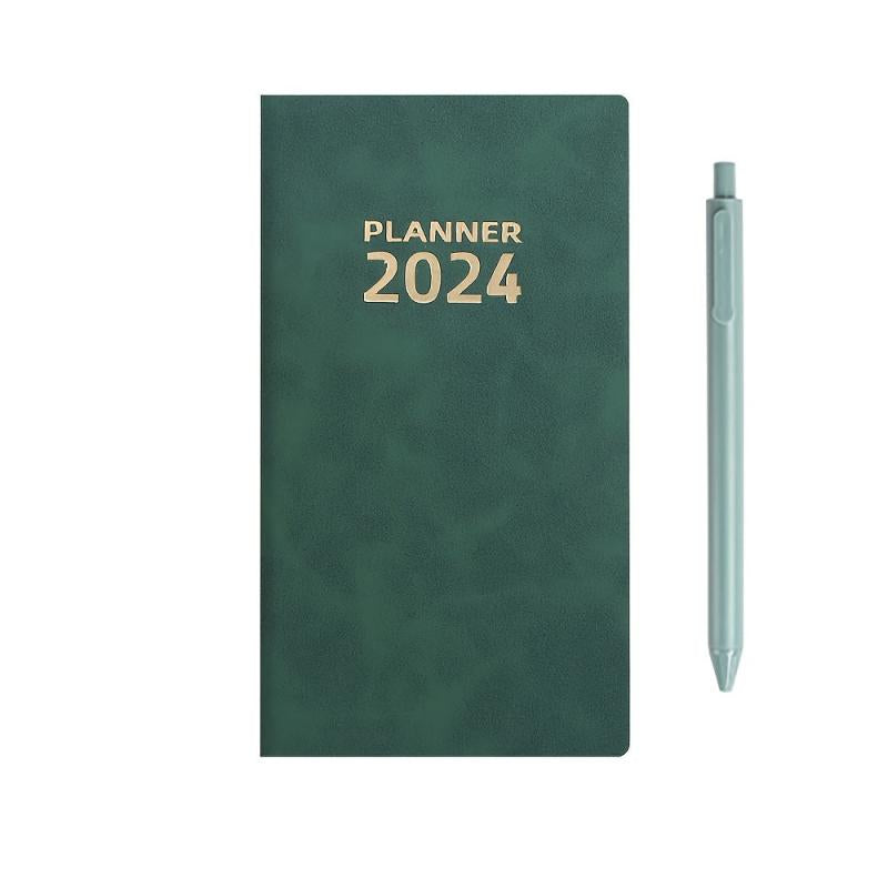 A6 Leather Schedule Book with Pen