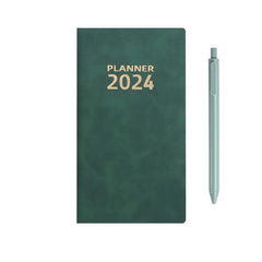 A6 Leather Schedule Book with Pen