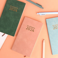A6 Leather Schedule Book with Pen