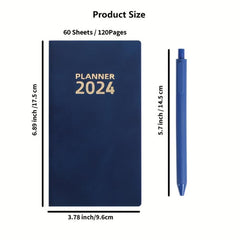 A6 Leather Schedule Book with Pen