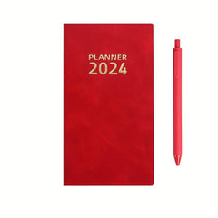 A6 Leather Schedule Book with Pen