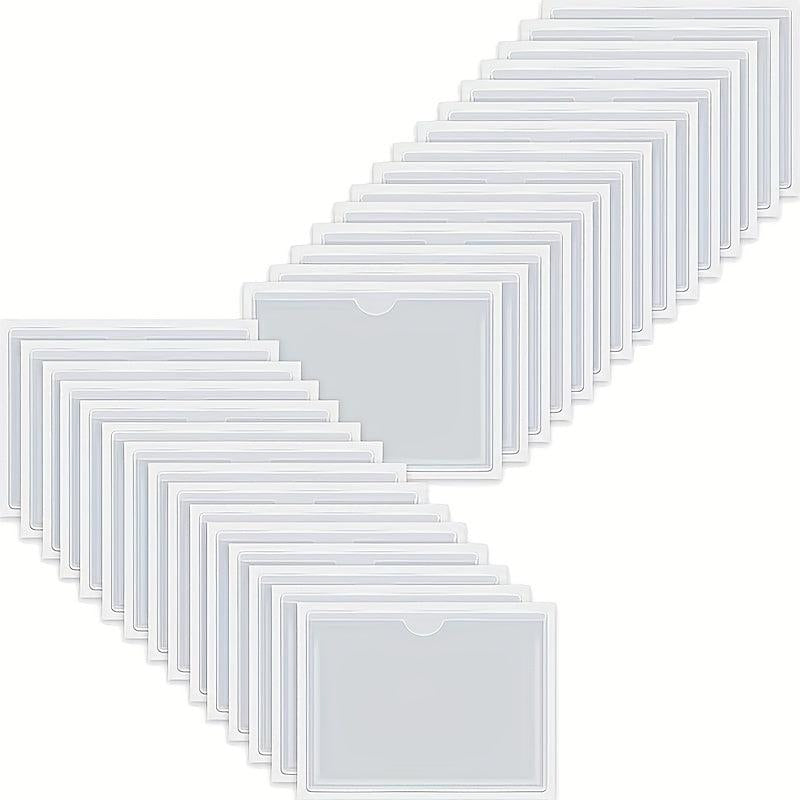 Index Card Pockets - Clear Plastic Label Holders - Top Open - 5 pack