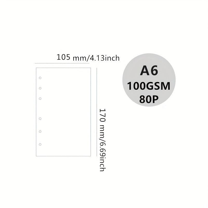 A6 Loose Leaf Paper Refill Pages 80 Sheets 160 Pages