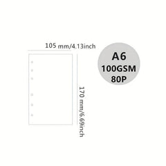 A6 Loose Leaf Paper Refill Pages 80 Sheets 160 Pages