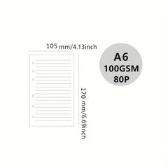 A6 Loose Leaf Paper Refill Pages 80 Sheets 160 Pages