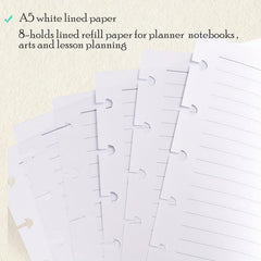 A5 Mushroom Hole Loose leaf Paper Refill 100 Sheets 200 Pages