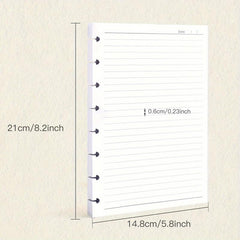 A5 Mushroom Hole Loose leaf Paper Refill 100 Sheets 200 Pages