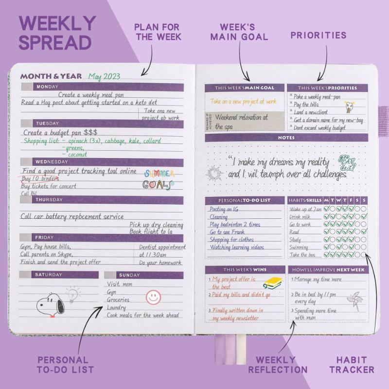 Starry Sky Pattern A5 Plan Book + 6 Stickers No Date Month Week