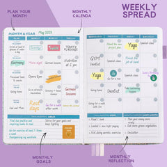 Starry Sky Pattern A5 Plan Book + 6 Stickers No Date Month Week