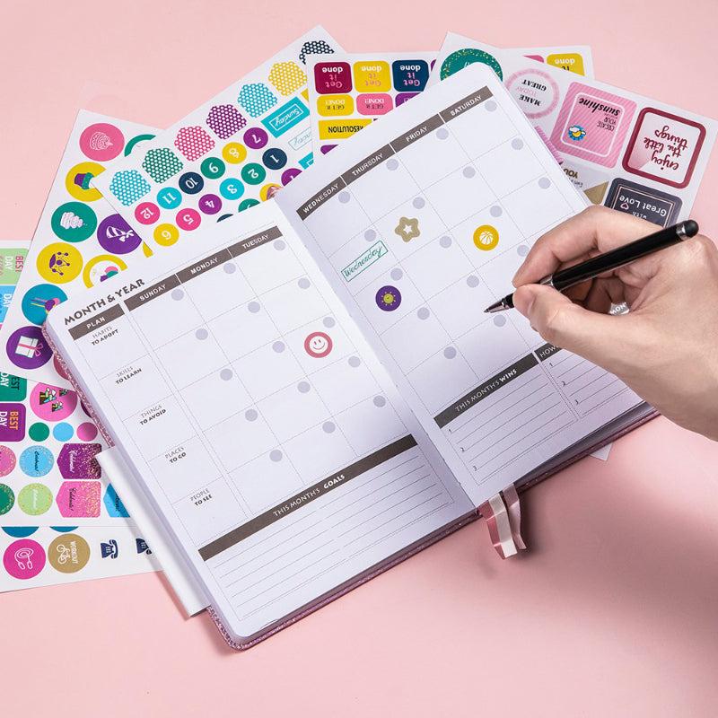 Starry Sky Pattern A5 Plan Book + 6 Stickers No Date Month Week