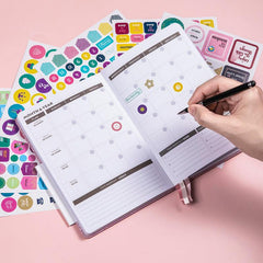Starry Sky Pattern A5 Plan Book + 6 Stickers No Date Month Week