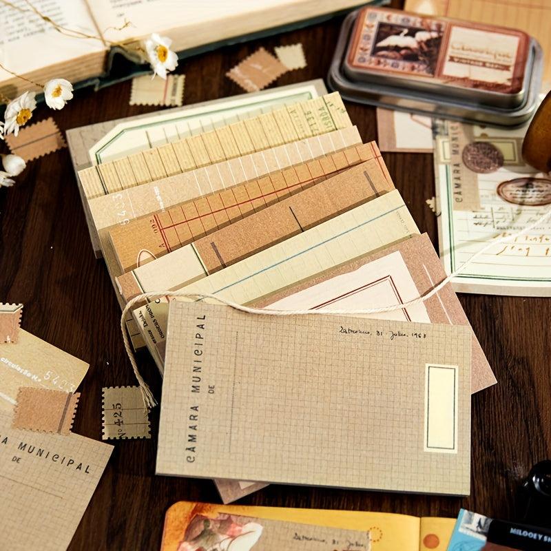 50 Sheets of Writing Paper Notes 2.8x12.4in Retro Journal Diary DIY Stickers
