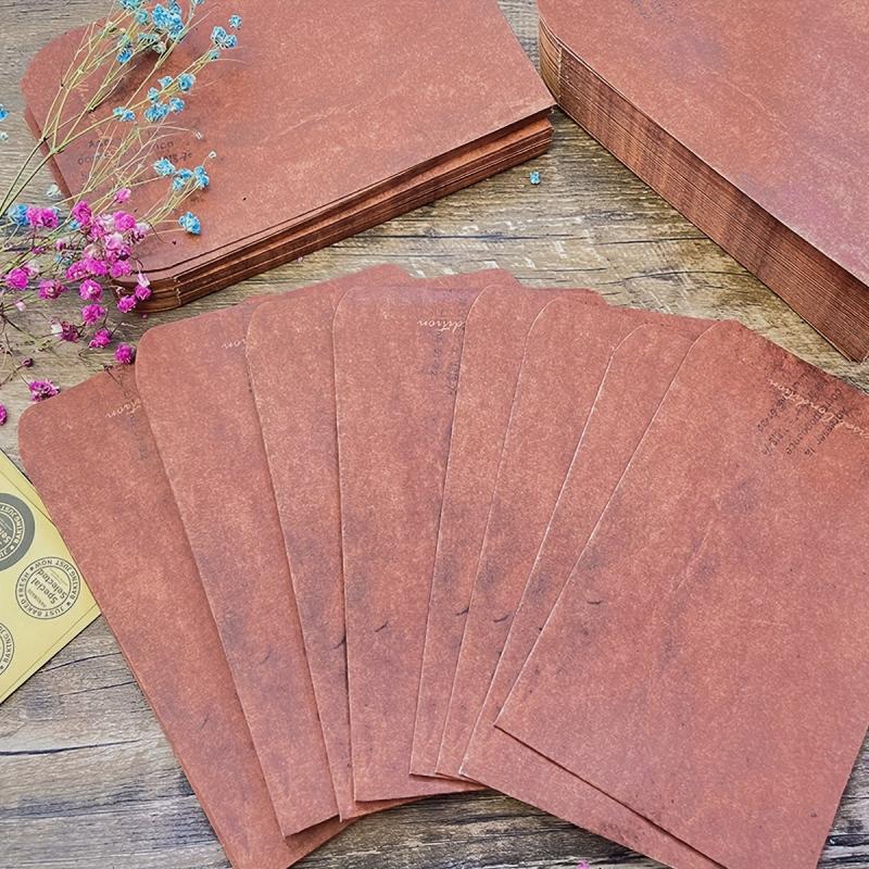 Vintage Red Brown Distressed Envelopes - Pack of 10