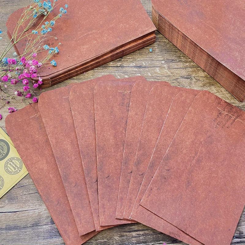 Vintage Red Brown Distressed Envelopes - Pack of 10