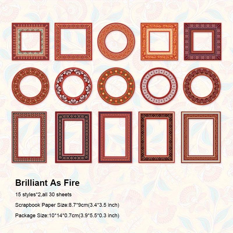 30 Pcs Assorted Retro Embellishments Scrapbooking Paper Pack