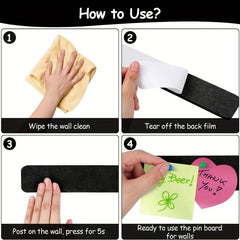 5pcs Felt Nail Board Strips With Picture Nails for Bulletin Boards