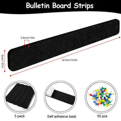 5pcs Felt Nail Board Strips With Picture Nails for Bulletin Boards