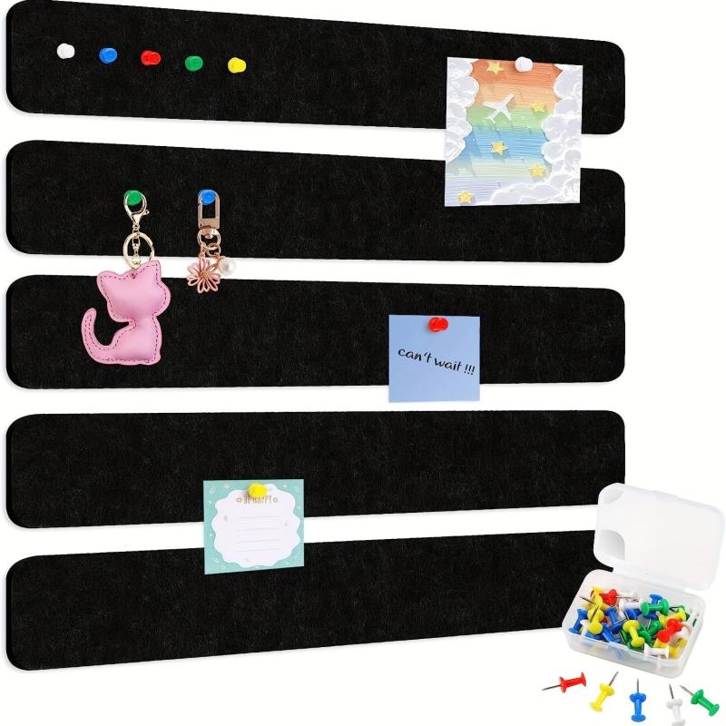 5pcs Felt Nail Board Strips With Picture Nails for Bulletin Boards