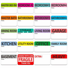 100pcs 20 Designs Coded Moving Box Labels with Writable Note Area