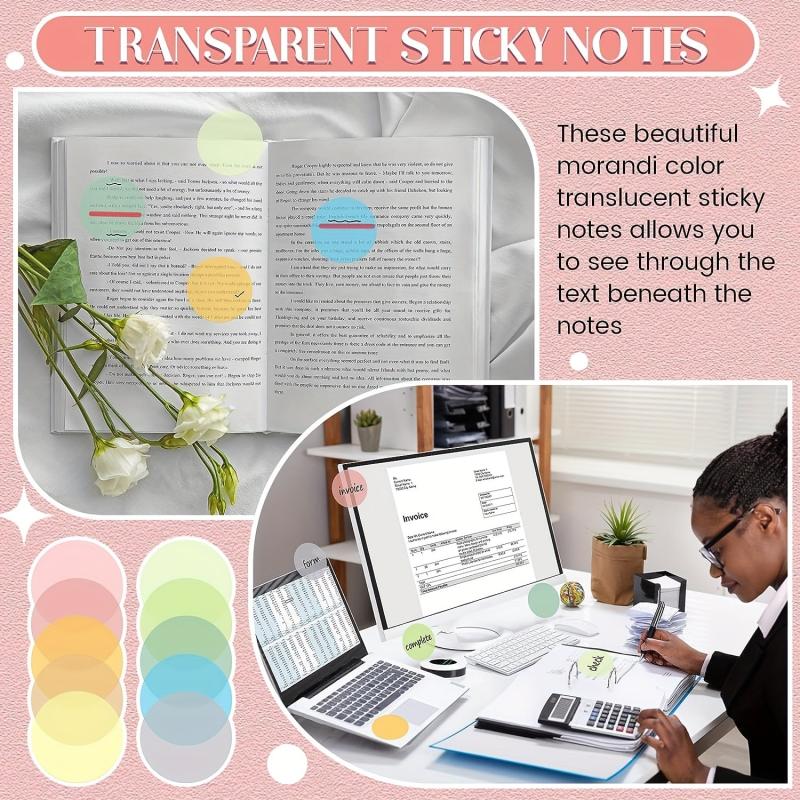 160 Sheets Transparent Sticky Notes Waterproof Stickers Translucent Label