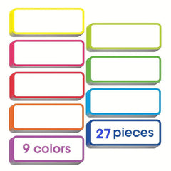 27pcs Magnetic Name Labels Dry Wipe Reusable Stickers 9 Colors