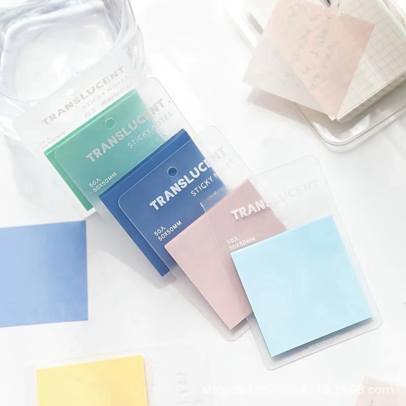 Colorful Clear Sticky Notes 5 Colors Self Adhesive Translucent Sticky Notes