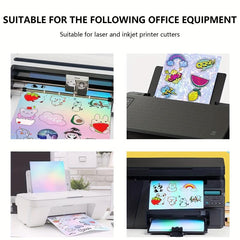 8 Sheets Holographic Sticker Paper A4 Glossy Self Adhesive